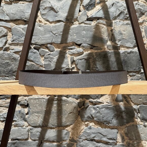 Louis Vuitton Grey Glacier Taiga LV Buckle 35 Belt - Picture 6 of 11